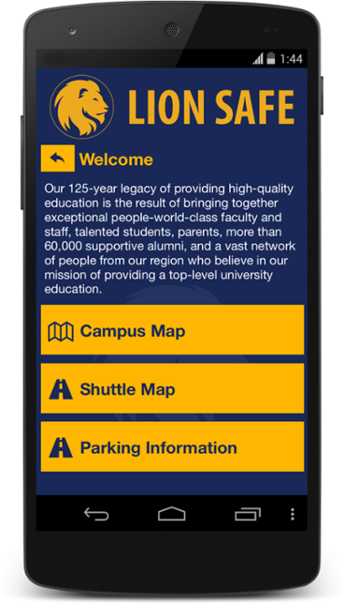 Image of phone with Lion Safe App